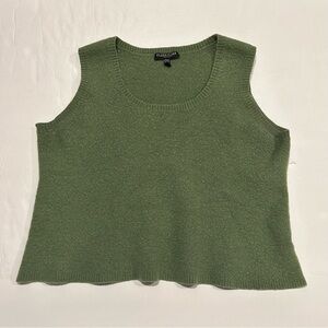 Eileen Fisher Women’s Superfine 100% Italian Merino Wool Vest, Green, petite Lg